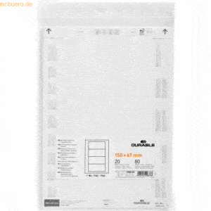 Durable Einsteckschild für Logistiktasche 150x67mm weiß Beutel VE=80 S