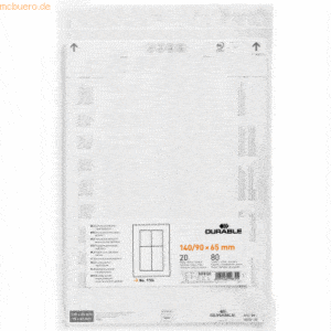 Durable Einsteckschild für Logistiktasche 140/90x65mm weiß Beutel VE=8