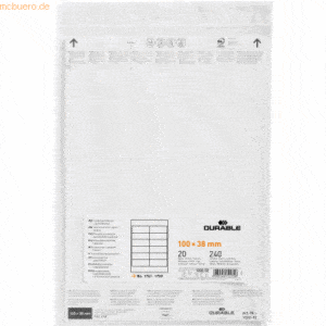 Durable Einsteckschild für Logistiktasche 100x38mm weiß VE=240 Stück