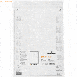 Durable Einsteckschild für Logistiktasche 297x74mm weiß Beutel VE=40 S