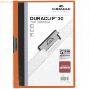 Durable Klemmmappe Duraclip Original 30 bis 30 Blatt A4 orange