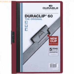 Durable Klemmmappe Duraclip Original 60 bis 60 Blatt A4 aubergine