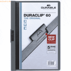 Durable Klemmmappe Duraclip Original 60 bis 60 Blatt A4 anthrazit/grau