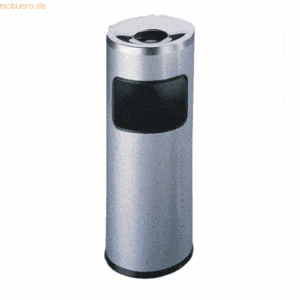 Durable Papierkorb Safe mit Ascher rund 17+2l metallic silber