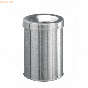 Durable Papierkorb Edelstahl Safe rund 15l metallic silber