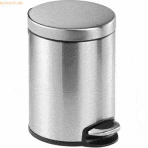 Durable Treteimer Edelstahl Rund 5 5 Liter silber metallic glänzend