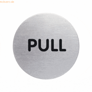 Durable Türschild Picto rund 'Pull' 65mm metallic silber