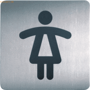 Durable Türschild Picto quadratisch 'WC Damen' 150x150mm metallic silb