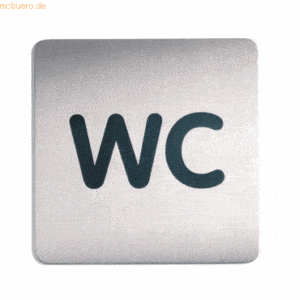 Durable Türschild Picto quadratisch 'WC' 150x150mm metallic silber