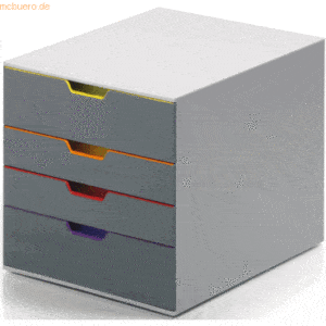Durable Schubladenbox Varicolor 4 4 Fächer 2 Fachhöhen grau/farbiger V