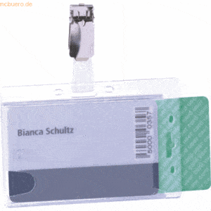 Durable Namensschild Doppelbox mit Clip 54x85mm transparent VE=25 Stüc