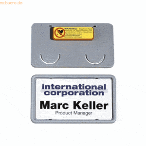 Durable Namensschilder Clip-Card mit Magnet 75x40 grau VE=25 Stück