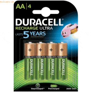 Duracell Akku Recharge Ultra AA Mignon 2.500 mAh 4 Stück