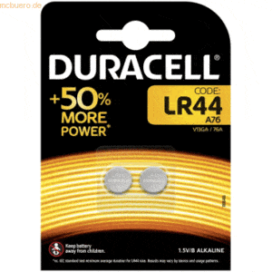 Duracell Knopfzelle Elektro LR44 2 Stück
