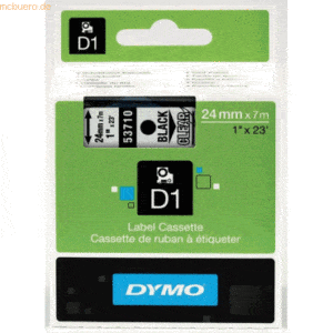 Dymo Schriftbandkassette D1 Kunststoff laminiert 7mx24mm schwarz/trans