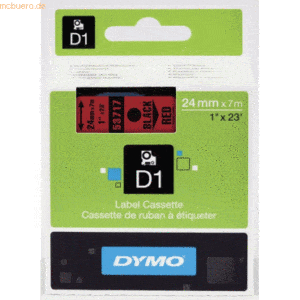Dymo Schriftbandkassette D1 Kunststoff laminiert 7mx24mm schwarz/rot