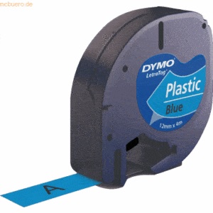 Dymo Schriftbandkassette LetraTag 12mm x 4m schwarz auf blau