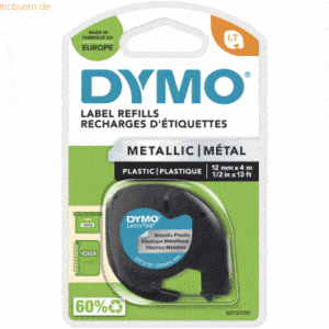 Dymo Schriftbänder Dymo LetraTag 12mm x 4m schwarz auf metallic silber