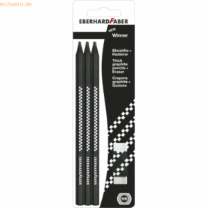 10 x Eberhard Faber Bleistift Winner HB schwarz VE=6 Stück + 1 Radiere