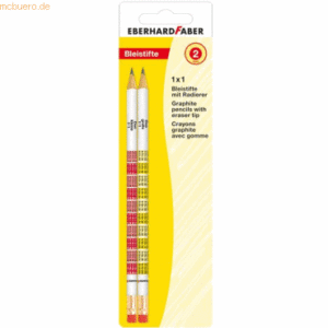 5 x Eberhard Faber Bleistift '1x1' mit Tipradierer farbig sortiert VE=