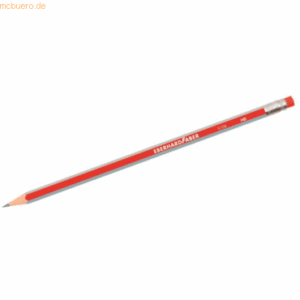 12 x Eberhard Faber Bleistift Standard HB mit Tipradierer rot/silber