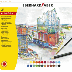 5 x Eberhard Faber Aquarellstift Buntstift VE=24 Farben + Pinsel Metal