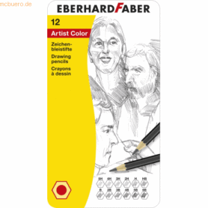 5 x Eberhard Faber Zeichenbleistifte 12 Härtegrade grün Metalletui
