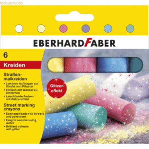 6 x Eberhard Faber Glitzer-Straßenmalkreide 10