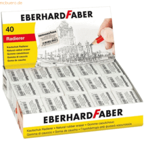 40 x Eberhard Faber Radiergummi Kautschuk 28x12x41mm weiß