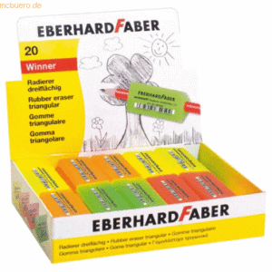 20 x Eberhard Faber Radierer Winner dreiflächig Kunststoff 15x18x45mm