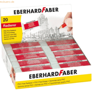 20 x Eberhard Faber Radierer Kunststoff 22x12x62mm weiß