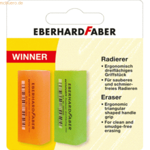 10 x Eberhard Faber Radierer Winner dreiflächig Kunststoff 91x100x15mm