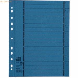100 x Oxford Trennblatt A4 mit Perforation Manilakarton blau