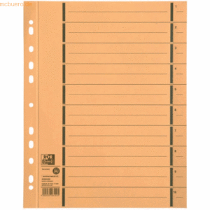 100 x Oxford Trennblatt A4 mit Perforation Manilakarton gelb