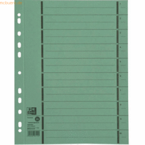 100 x Oxford Trennblatt A4 mit Perforation Manilakarton grün