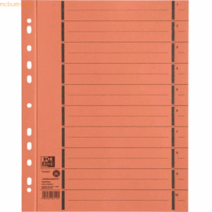 100 x Oxford Trennblatt A4 mit Perforation Manilakarton orange