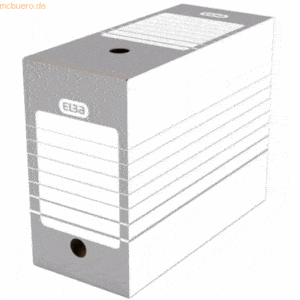20 x Elba Archivbox tric 150x340x270mm Wellpappe grau/weiß