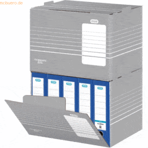 10 x Elba Archiv-Box tric für Ordner 455x355x320mm Wellpappe grau/weiß
