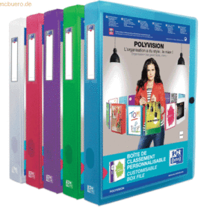 8 x Oxford Dokumentenbox polyvision A4 PP 40mm sortiert