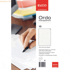 10 x Elco Organisationsmappe Ordo transparent Papier A4 220x310 mm wei