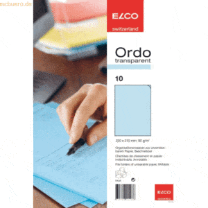 10 x Elco Organisationsmappe Ordo transparent Papier A4 220x310 mm bla