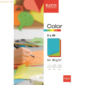 Elco Büropapier A4 210x297mm 5 Farben gemischt Papier 80 g/qm VE=5x40