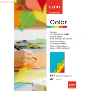 Elco Zeichenblock Color A3 120g/qm 5 Farben sortiert