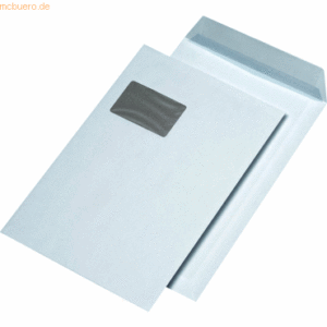 Elepa Papperückwandtaschen C4 mit Fenster 120g/qm haftklebend weiß VE=