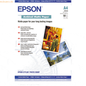 Epson Inkjetpapier S041342 Archival Matte A4 192g/qm weiß VE=50 Blatt