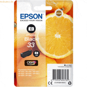 Epson Tintenpatrone Epson T3341 Photo schwarz