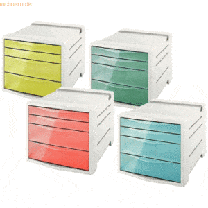 4 x Esselte Schubladenbox Colour'Ice PS 4 Schubladen sortiert
