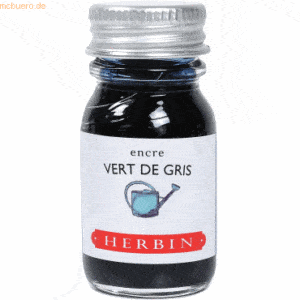 6 x Herbin Füllertinte 10ml vert de gris