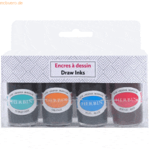 2 x Herbin Zeichentinte Set 4 Flakons 15ml