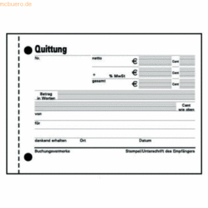 10 x Exacompta Formularbuch Quittung A6 MWSt inclusive 2x50 Blatt selb